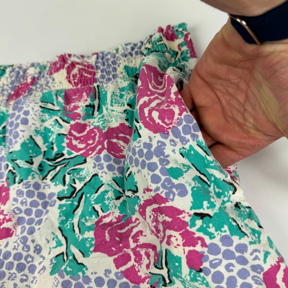 Vintage 80s Womens Size S High Waisted Floral Tropical Print Shorts Made in USA - Picture 4 of 8